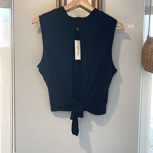 Francesca’s Mock Neck Top with Open-Tie Back